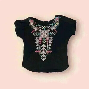 Driftwood Women's Black Geometric T-Shirt Desert Tee Small